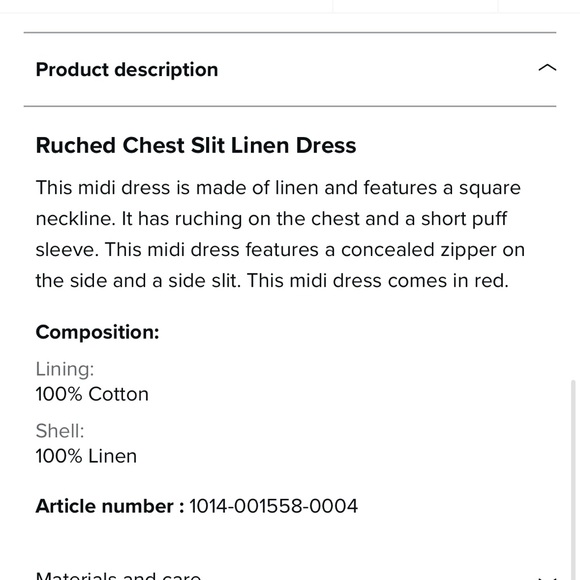 Na-kd ruched slit linen red dress EU size 40 (10) - Picture 8 of 8